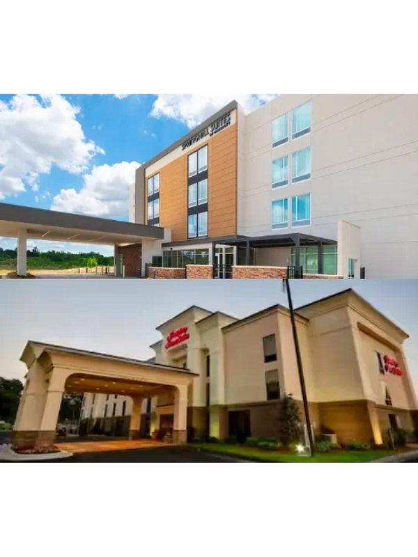 Images of the outside of 2 Georgia Hotels: SpringHill Suites and Hampton Inn