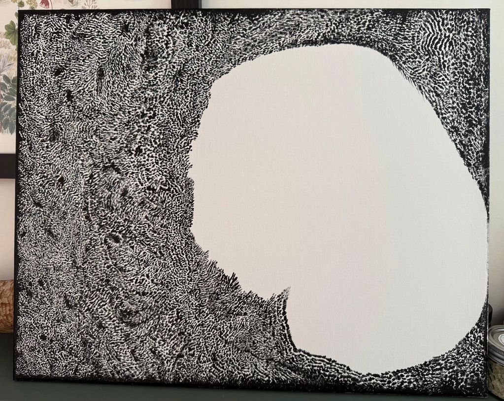 Black and white abstract image on canvas