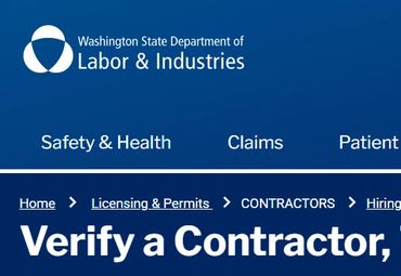 Washington State Labor & Industries webpage for verifying contractors.