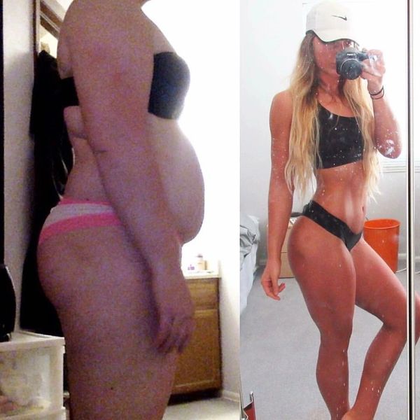 A before and after weight loss transformation.