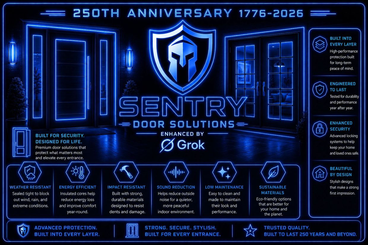 Sentry Door Solutions celebrates 250 years of premium, secure, and stylish door designs enhanced by Grok.