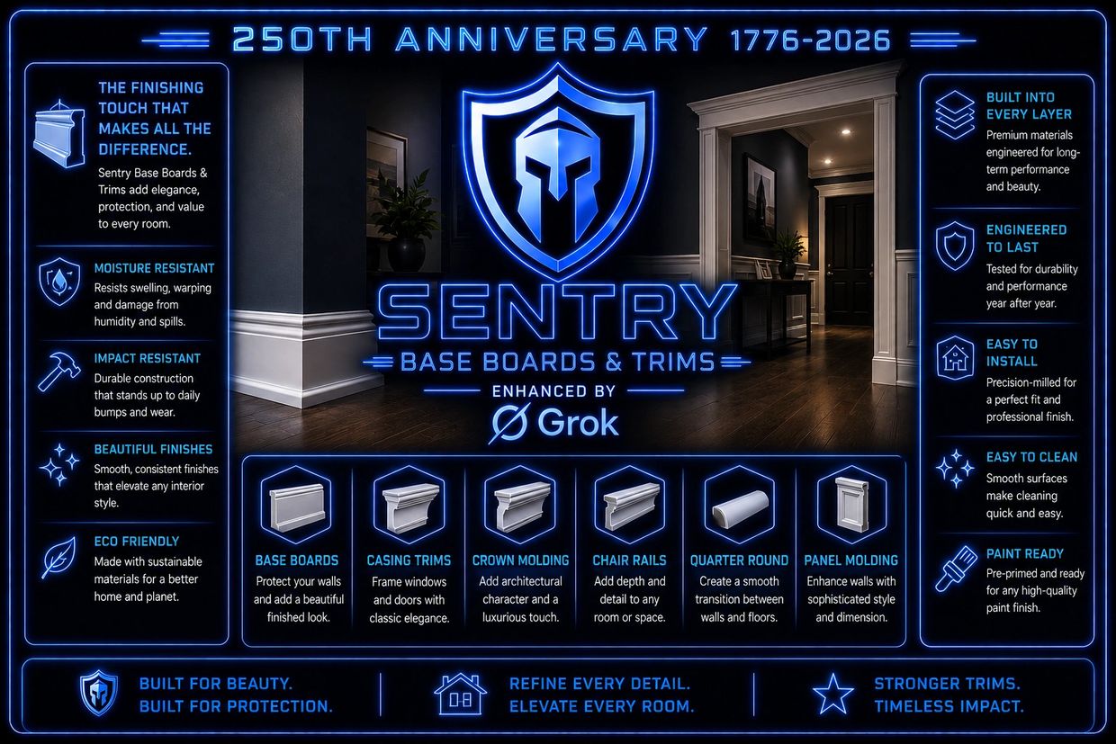 Sentry base boards and trims offer elegant, durable, and eco-friendly interior finishing solutions.