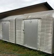 Our metal sheds measure 8' by 10' and are $53.00 per month (inc. sales tax)
