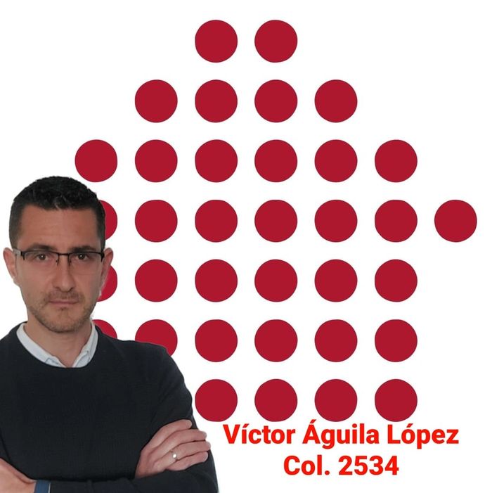 Víctor Águila López fondo sobre logo Administración de Fincas Colegiado