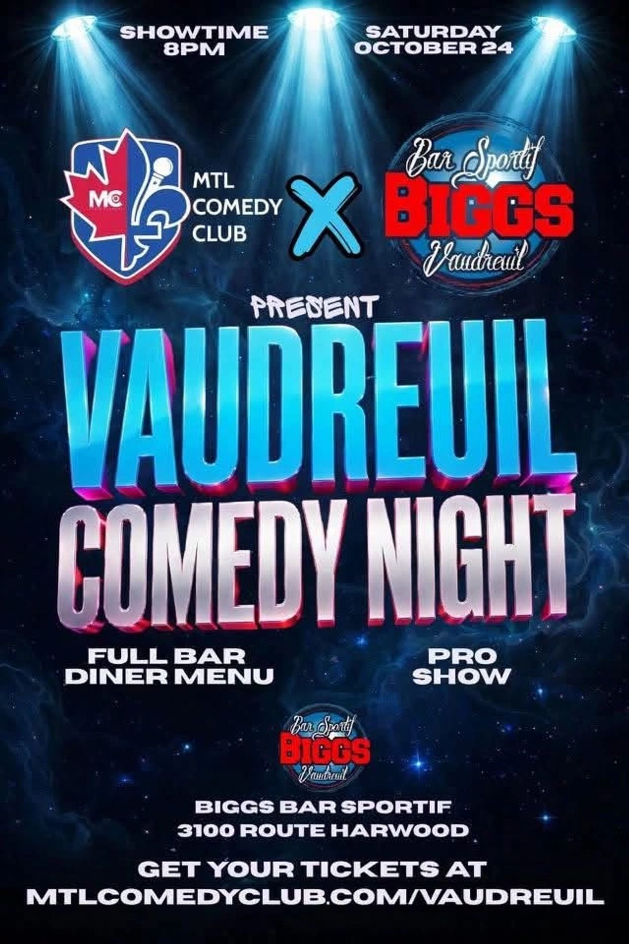 VAUDREUIL COMEDY NIGHT AT BIGGS SPORTS BAR IN THE HEART OF VAUDREUIL DORION, QC.