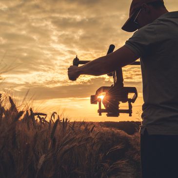 a man filming something