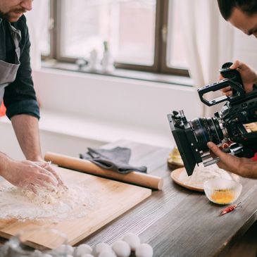 a professional filming a recipe