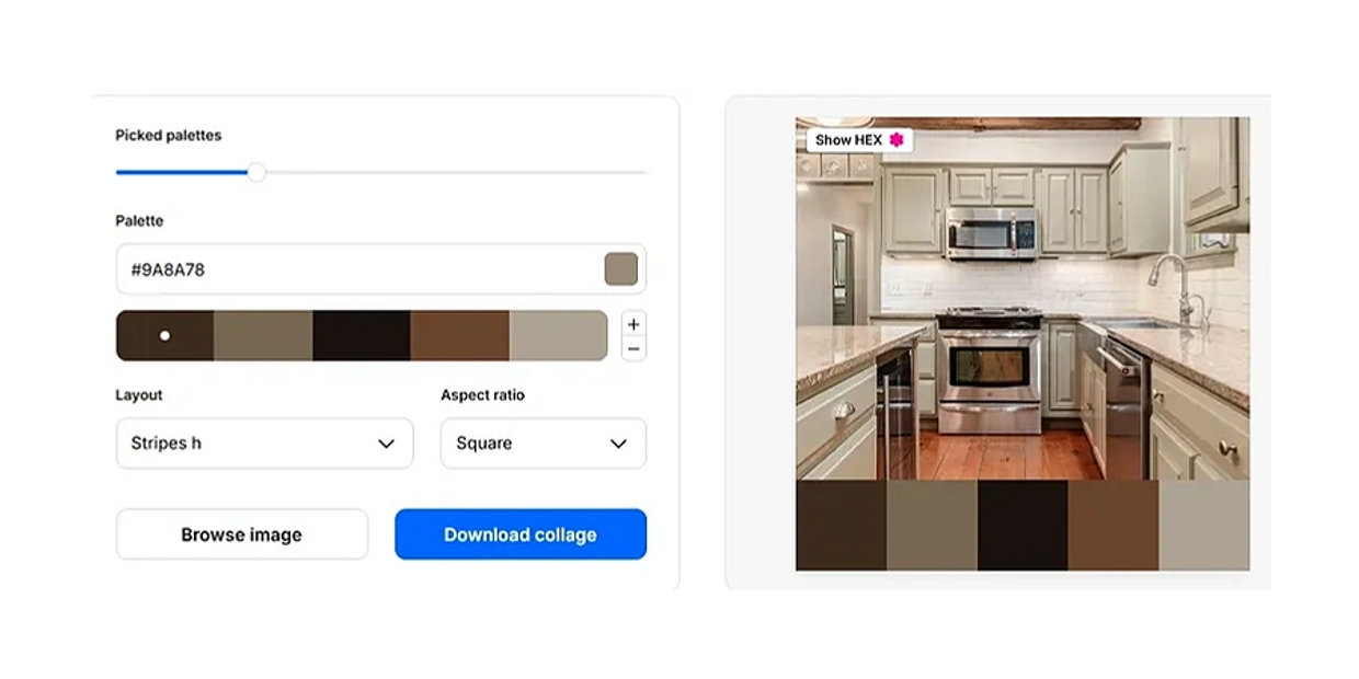 An image example of the use of the Collage Maker Tool, trending color match, and color scheme tool.