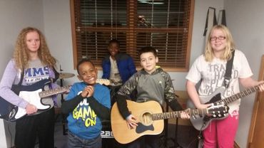 a band with music instruments