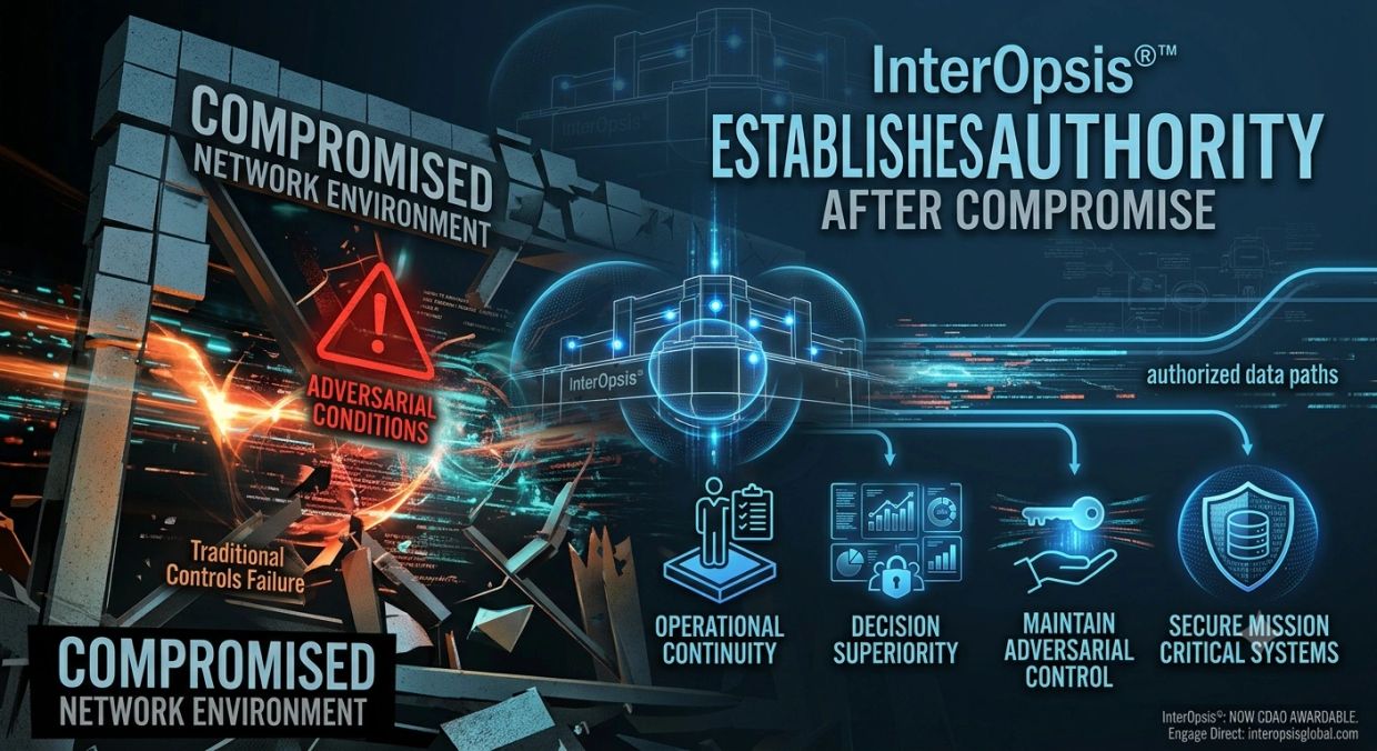 InterOpsis secures authority in compromised networks, ensuring mission-critical system safety.