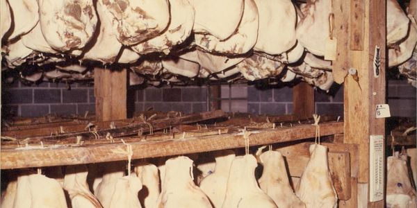 hanged raw hams