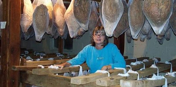 woman with hams around her