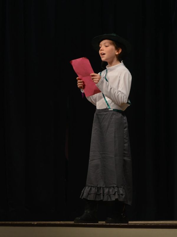 Coco Kemp performing Our Ethel's story. Photograph by Jane Armstrong for Heart of Headcorn Project