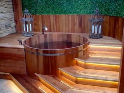 Inset Cedar Wood Hot Tub