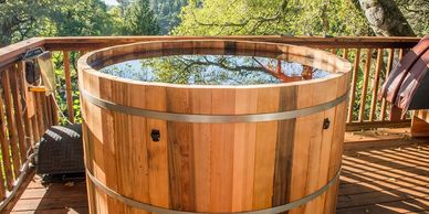 Red Cedar Wood hot tub on decking