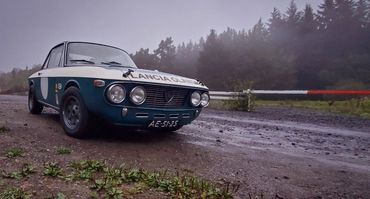 Rallying in the muddy, hilly side roads of Nurburg, Germany