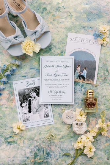 pale yellow, light blue, sage green and white wedding bridal bouquets