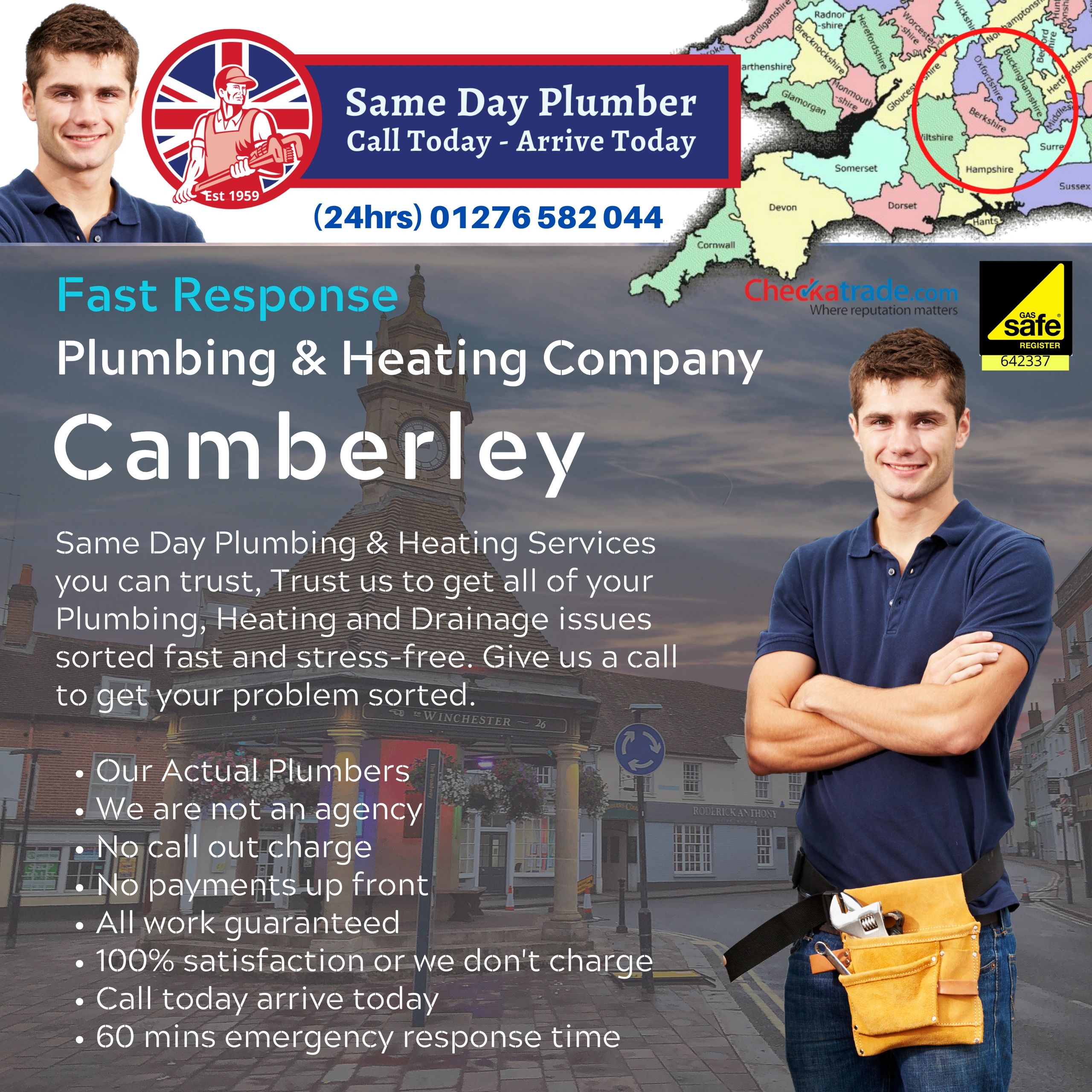 WELCOME TO SAME DAY PLUMBER IN CAMBERLEY 