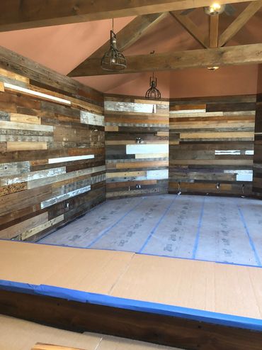 reclaimed wood accent wall