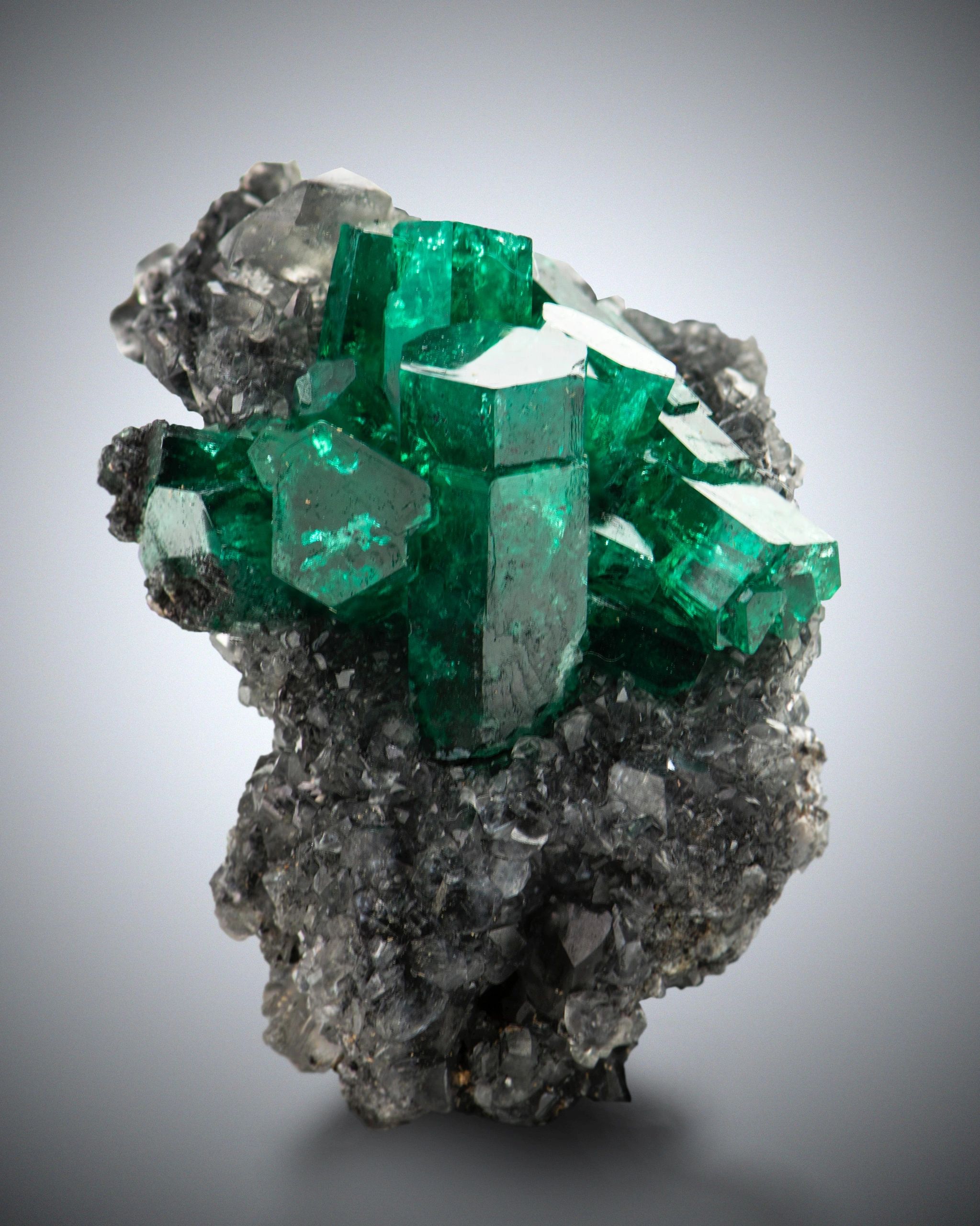 Emerald on Albite Crystals from Muzo-Mine.