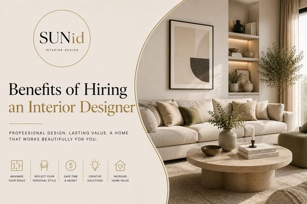 Elegant living room promoting benefits of hiring an interior designer.