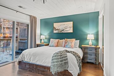 Teal wall painted by Adler Peak Construction on a vacation home in Gatlinburg