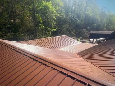 cabin with metal roof