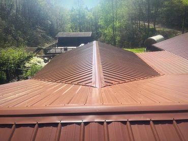 cabin with metal roof