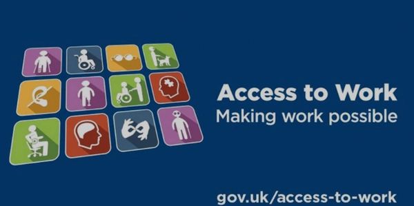 Access to Work Logo and gov.uk/access-to-work