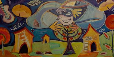 Shalom Aleichem, Sabbat Angels
30x40 inches Mixed Media on Canvas