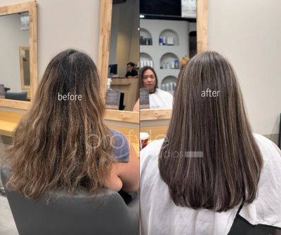 Yet another image of before & after of a perfectly executed grey blending service done at Profyle St