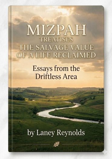 Book cover of Mizpah Treatises by Laney Reynolds with a scenic river and sky.