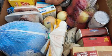 Food boxes for Thanksgiving dinner, at Portland Pay It Forward, a food pantry in Portland TN.
