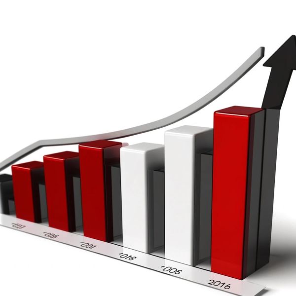 Graph wih an upward trend illistrating sales growth strategy.