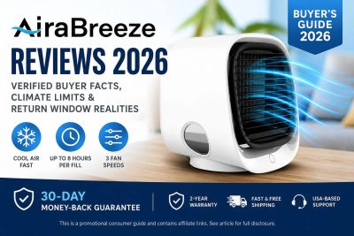AiraBreeze portable air cooler review for 2026 with buyer facts and warranty.
