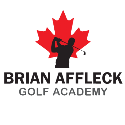 Logo of Brian Affleck Golf Academy with a golfer silhouette and red maple leaf.