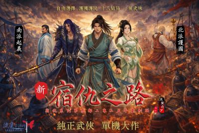 武侠风格的群像战斗场景海报。