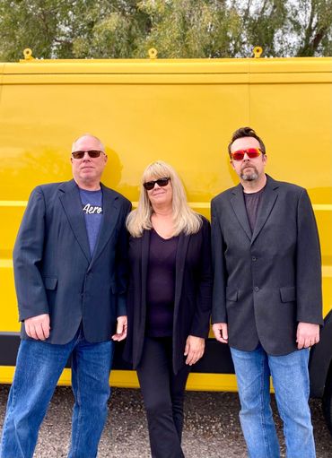 VINDALOO posing in front of our Band Van