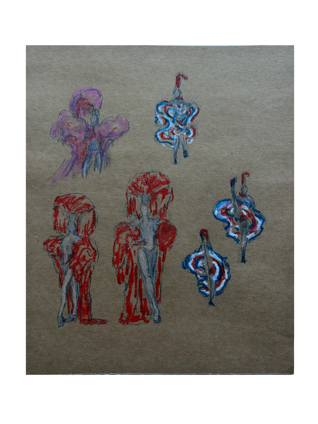 Colorful abstract figures in unique costumes.