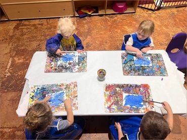 Painting with friends at Artsy Nannies