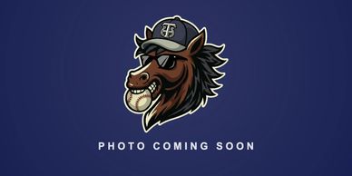 Illustrated horse head with baseball and cap.