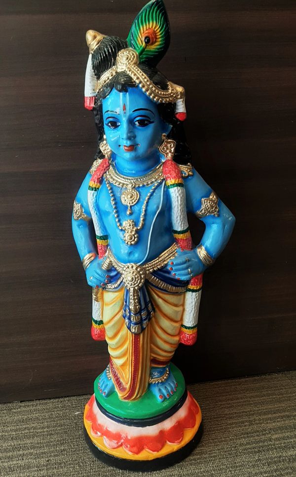 Eco friendly paper mache Krishna idol/statue model 9 for Vishu kani, home decor, gifting etc.