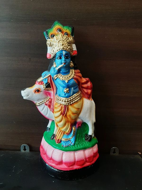 Eco friendly paper mache Krishna idol/statue model 3 for Vishu kani, home decor, gifting etc.