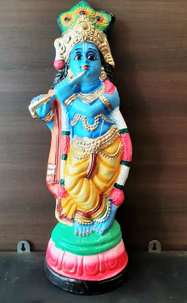 Eco friendly paper mache Krishna idol/statue model 6 for Vishu kani, home decor, gifting etc.