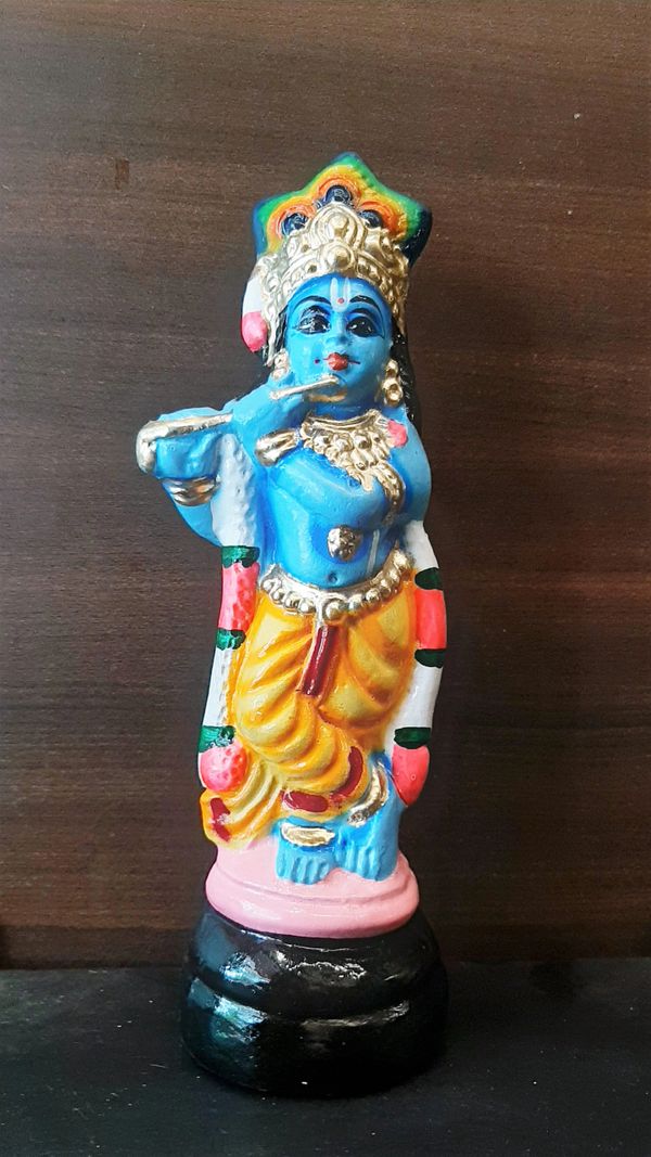 Eco friendly paper mache Krishna idol/statue for Vishu kani, home decor, gifting etc.