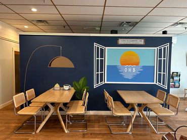 Cafe mural at Ocean House Bakery in Cape Elizabeth, Maine