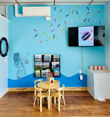 Sprinkle wall mural at Ocean House Bakery in Cape Elizabeth, Maine