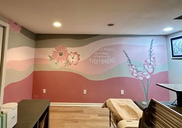 Floral mural for residential craft room