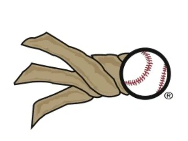Baseball with three-fingered hand icon