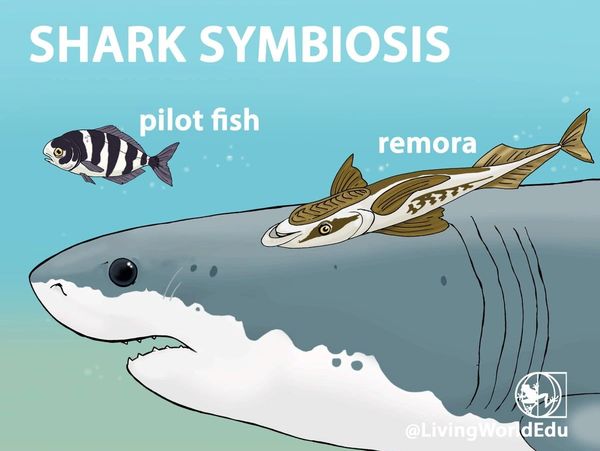 sharks symbiosis mutualism pilot fish remora great white shark parasites
